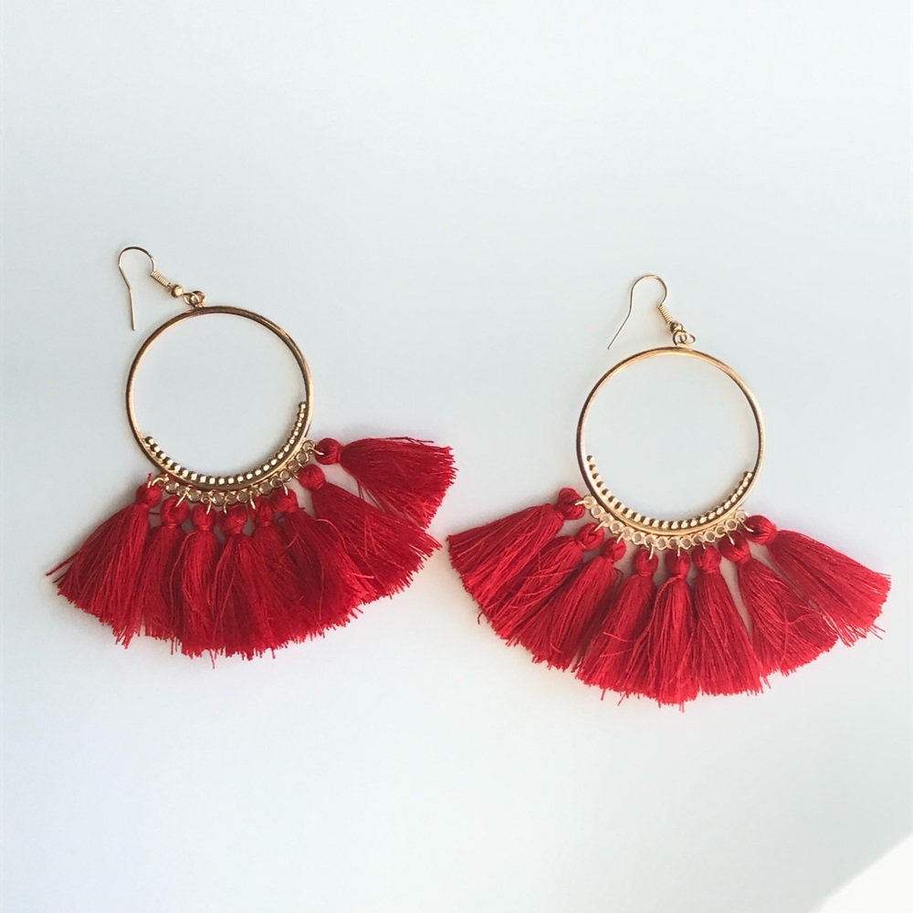 New Boho style colorful tassel fringe drop earring